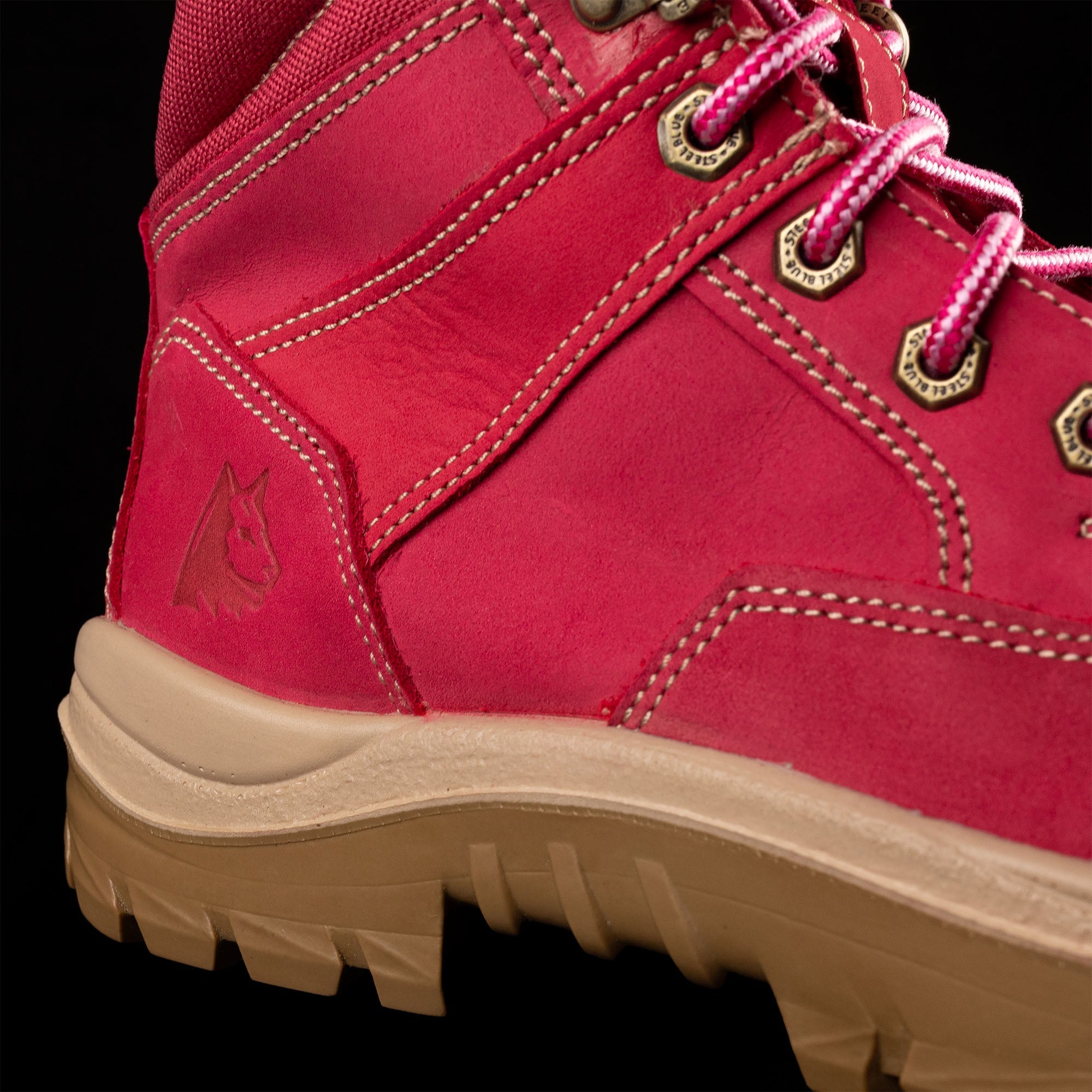 Pink work boots big w on sale